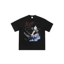 Camiseta unisex de manga corta ligera con estampado de figura clásica de Souls Eaters Black Star, ideal para el verano. - Negro - Ver 1