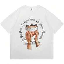 Camiseta estampada para hombre, camiseta vintage con estampado Y2K, top de algodón de cuello redondo unisex para verano, camisa casual para hombre y mujer. FTGT - Blanco - Ver 1