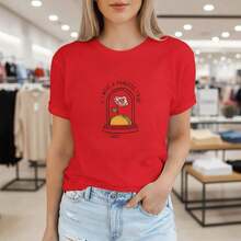 Camiseta gráfica para mujer "Si fuera princesa sería un taco", de algodón puro, manga corta, cuello redondo, estilo casual, con estampado divertido de comida, tallas S-5XL disponibles, suave y cómoda para uso diario, diseño de rosa y taco de dibujos animados, camiseta holgada de verano para damas, camiseta gráfica con humor de princesa, tela de algodón de alta calidad, top casual a la moda para mujeres, camiseta versátil con opción de mangas enrolladas, adecuada para primavera, verano y otoño. - Rojo - Ver 7