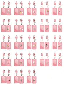 Pink Anti-Theft Card Holder With Pink Retractable Clip, Hard Plastic Card Protector With Thumb Slot, Expandable ID Card Holder, Medical Insurance Card Protector, Waterproof Medical/Bank/Social Security Card Protector - Multicolor - View 5