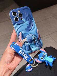 Disney Lilo And Stitch Phone Case : 3D Fluffy Pattern Border Protector Phone Soft Phone Case With A Free Cute Stitch Bracelet Chain Lanyard, Stitch, Lilo, Angel, For Apple 17 Promax 17 Pro 16 15 14 13 12 11 Pro Max XS Max X XR Soft Cover Summer Phone Case - 白色 - 查看 3