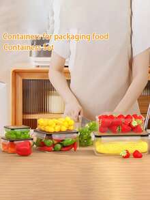12PCS Multi-Size Stackable Airtight Containers With Transparent Design, Clear Plastic Boxes With Lids To Organize Your Fridge, Keep Fruits, Veggies & Leftovers Fresh Longer And Reduce Kitchen Clutter - Black and White - View 4