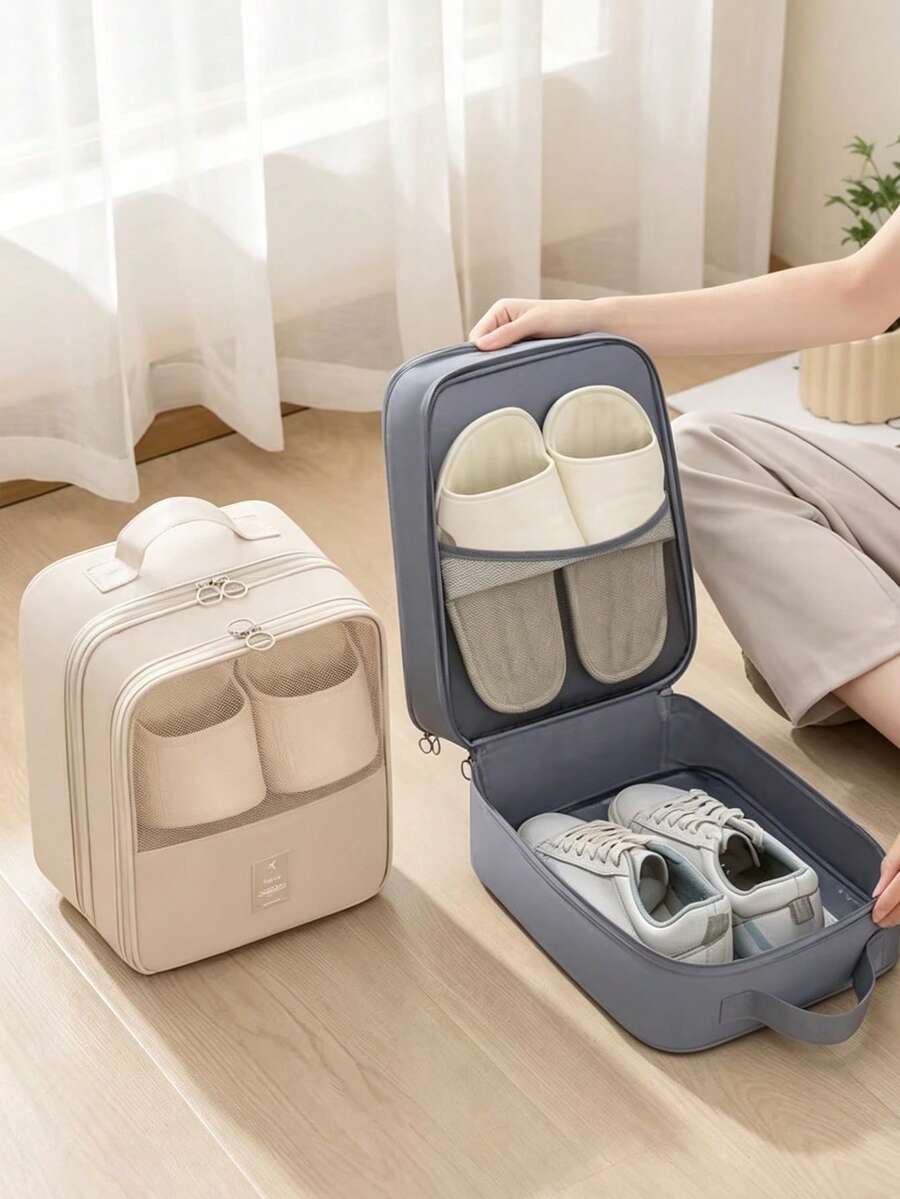 1個 2合1旅行鞋袋，懸掛式口袋收納袋，多色省空間，行李整理袋，便攜式鞋櫃，度假旅行必備，旅行袋，旅行配件，鞋袋，旅行收納袋，郵輪旅行必備