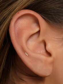 EleRunis 1 Buah Anting Tindik Tulang Rawan Helix Perak Sterling 925 Tiga Batu CZ Model Jepit, Perhiasan Mewah untuk Pemakaian Sehari-hari, Pesta Pernikahan, Hari Valentine - Emas - View 6