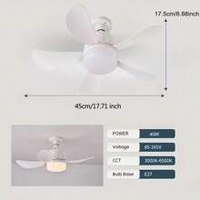 35W Ceiling Fan With Remote Control LED Light Fan E27 Base Intelligent Silent Ceiling Fan For Bedroom And Living Room - White - View 7