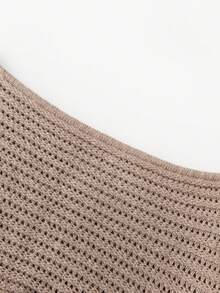 Women's Summer Low Rise Shorts  Colorful Bead Decor Hem Knit Streetwear Shorts - Light Brown - View 6