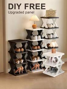 Space-Saving Shoe Rack With 9 Tier Solid Black DIY Shoe Organizer For Adults Easy Narrow Vertical Shoe Shelf Perfect For Corner Entryway To Hold Sneakers Home Storage Furniture Dorm Essentials,Shoe Cabinet,Shoe Rack,Shoe Storage,Shoe Organizer - Multicolor - View 4