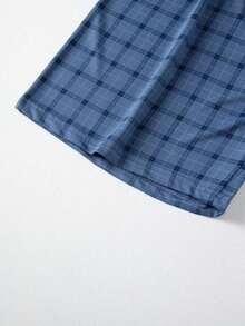 2 piezas de pijama de verano para hombre, de manga corta y ligero - top de manga corta y pantalones cortos, conjunto de ropa informal de estar en casa de manga corta para hombres - Celeste - Ver 6