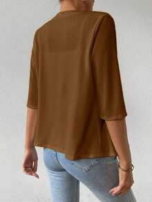 Chaqueta regular para mujer, cárdigan de verano - Marrón - Ver 2