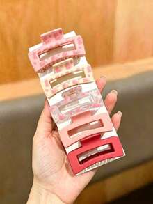 5 chiếc kẹp tóc nữ hình trái tim màu hồng dễ thương, kích thước trung bình 6.5cm/2.51inch, kiểu dáng tối giản thời trang, phù hợp sử dụng hàng ngày, thích hợp làm quà tặng ngày Valentine. - Nhiều màu - Xem 4