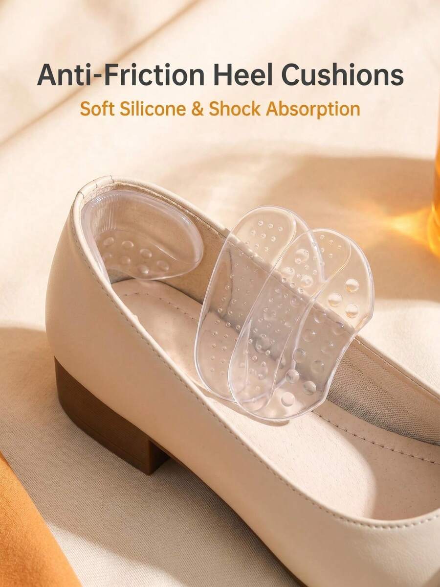 2pcs Silicone Heel Grips, Invisible Anti-Slip Heel Pads For High Heels, Shoe Size Adjuster