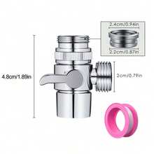 1 Set Stainless Steel 3-Way Diverter Valve | Diverter Valve, Tape, Gasket, Adapter - 1/4 To Quick Release M22/M24 Universal Interface | For Kitchen & Bathroom Sink | Handheld Shower & Faucet One-Touch Switch - Fractionator - View 5