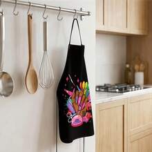 A Stylish Polyester Nail Polish Print Apron, Made Of Polyester, Adjustable, Waterproof And Comfortable, Suitable For Home Cooking, Baking, Grilling And DIY Projects, Unisex. - Multicolor - View 9