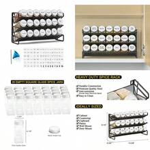 SpaceAid Organizador de especias con 21 tarros de especias, 386 etiquetas de especias, marcador de gis y juego de embudo para gabinete, encimera, despensa, clóset o puerta y montaje en pared, 21 - Blanco - Ver 1