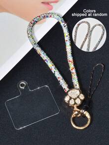 1 pièce Dragonne de téléphone de luxe pour femme en alliage brillant avec strass. Charm en métal avec empreinte de patte de chat sertie de cristaux strass amovible. Dragonne poignet créative et personnalisée, idéale comme porte-clés de voiture pour les voyages, le shopping, les cadeaux de printemps, anniversaire - Multicolore - Voir 17