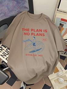 Edición Limitada: Camiseta Casual de Manga Corta para Hombre - Camiseta Transpirable de Verano con Estampado Gráfico Plan Is No Plans, Corte Relajado, Cuello Redondo, Cómoda para Uso Diario, Algodón Ligero - Blanco - Ver 10