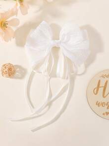 1pc Long Ribbon Mesh Bow Hair Clip, Ethereal Side Clip For Girl And Girls, Versatile Hairstyle Accessory - Multicolor - View 13
