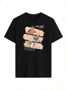 Camiseta de Manga Corta con Estilo Histórico y Divertido,Camiseta de manga corta de moda para primavera y verano de 2026, hecha en México, 180 gramos. Estampado de dibujos animados, modelo de pareja, apta para uso interior o exterior. Cuello redondo, unisex, ideal para oficina y ocio. Paquete de una pieza. - BK-P631577SLNDXZGY503 - Ver 3