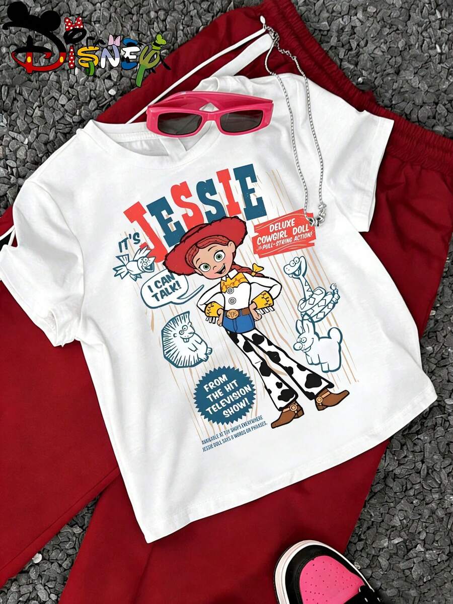 Disney Licensed Toy Story Jessie Retro Distressed Print Short-Sleeve T-Shirt. A Perfect Choice For Everyday Life, Machine Washable To Free Your Hands, Local Shipping. - 白色 - 查看 1