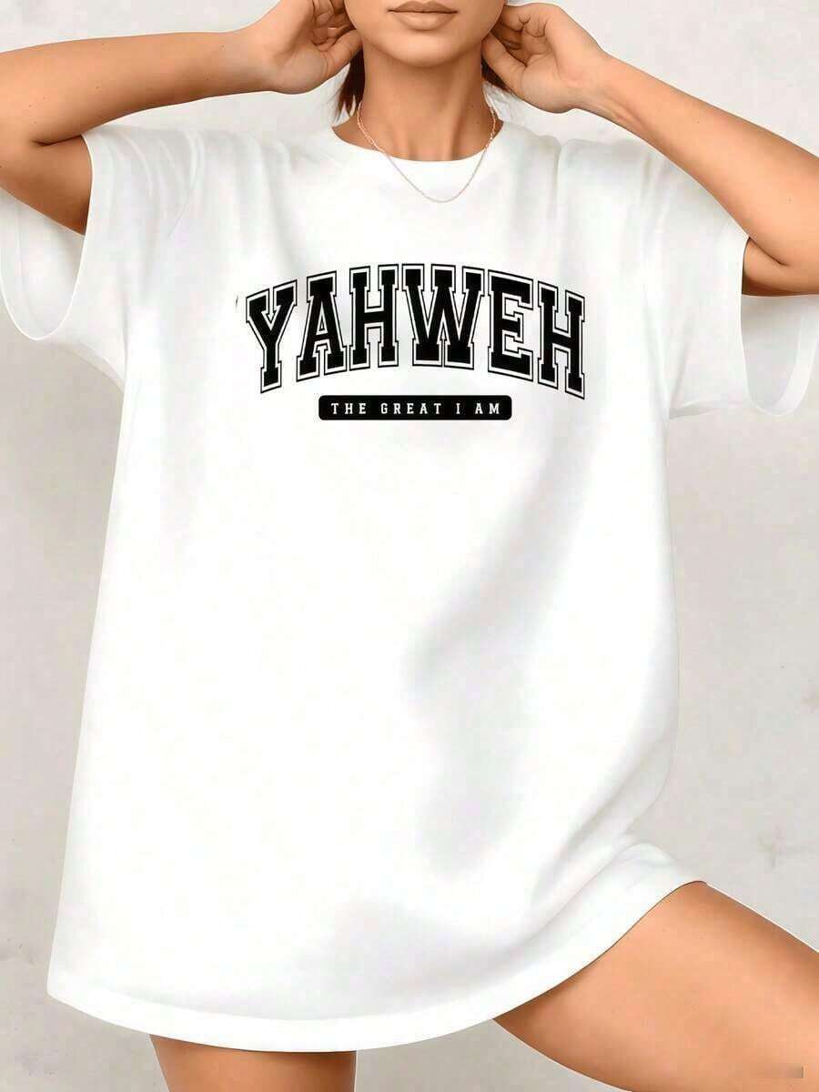 Comfortable 1 Piece Women's T-Shirt With Retro Vintage Graphic Print And Inspirational Slogan, 100% Cotton, Crew Neck - Vintage Urban Style, Unisex, Loose Versatile Short Sleeve T-Shirt For Women - 白色的 - 查看 1