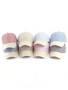 1pc Women's Lightweight Vintage Striped Patchwork Baseball Cap, Suitable For Sports, Travel, Vacation And Daily Use - Striped Color Blocking - View 2