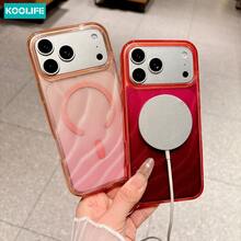 Koolife 1件深紅色水波紋磁吸手機殼,PC+TPU亮面防震保護殼,兼容MagSafe,適用於 18 Pro/18 Pro Max/17/17 Pro/17 Pro Max - 紅色 - 查看 3