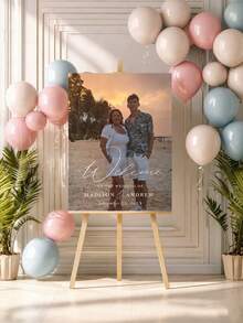 1 pieza Póster de graduación personalizado, Cartel de bienvenida a la graduación con flores silvestres, Cartel de bienvenida a la fiesta de graduación con foto, Póster de graduación floral, Texto de nombre personalizado exclusivo, Fondo de fiesta de graduación, Plantilla de póster de bienvenida a la fiesta de graduación, Póster de bienvenida a la graduación, Póster de lienzo sin marco personalizado con nombre, Clase de 2026 Graduación - Multicolor - Ver 3