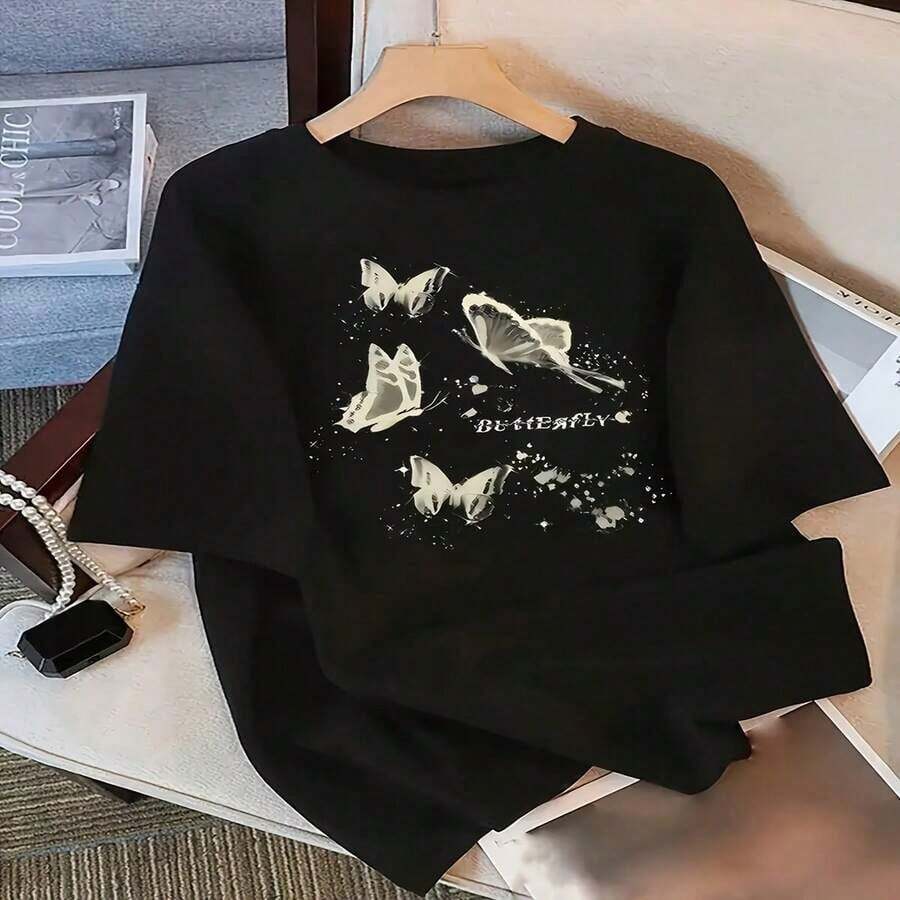 Women's Casual T-Shirt - Geometric Pattern Print - Elastic Comfort - Crew Neck, Short Sleeve - Machine Washable - Putih - View 1