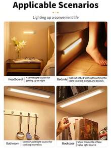 0/20/30/50cm LED 動感感應燈，USB充電式暖白/白光櫥櫃燈條，磁吸感應櫥櫃燈，壁燈，廚房燈，樓梯燈，浴室夜燈，無線LED感應夜燈，適用於房間、臥室、床邊、廚房、衣櫥、樓梯、走廊和櫥櫃 - 白色 - 查看 9