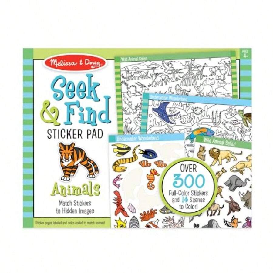 and Doug Libro de Actividades Busca y Encuentra - Animales 400 + Pegatinas 14 Escenas a Color - Multicolor - Ver 1