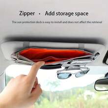 Multi-Functional Car Sun Visor Storage Clip, Universal Car Sun Visor Storage Rack - Multi-Pocket Zipper Storage Bag, Can Store Credit Cards, Driving License, Glasses, Etc., Suitable For All Cars, Trucks, SUVs, Car Storage Accessories - A - View 2