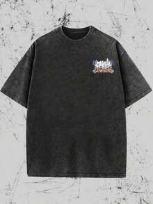 COWBOYS, Western Cowboy Style T-Shirt, Competitive Cowboy Atmosphere, Vintage "RODEO" Texture, Western Landscape Elements, Creative T-Shirt…Retro Loose Fit T-Shirt, Casual Style Men's T-Shirt, Machine Washable And Hand Washable; T-Shirt With Modern Design, Durable And Comfortable Fabric, Urban Style, A Must-Have For Street Style Enthusiasts, High-Quality Sportswear, Suitable For Daily Wear, Dates, Casual Combinations, Ideal For Holiday Gifts, The First Choice For Gifts. - 黑色 - 查看 2