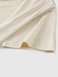 Women's & Men's ROMWE MEN Men's Casual Versatile Solid Color Round Neck Short Sleeve Summer T-Shirt - 杏 - 查看 4