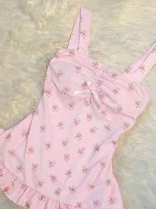 Esta dulce y adorable blusa corta de ajuste ceñido con estilo de cuento de hadas Y2K para mujeres presenta lunares y un lindo moño.Es un look dulce e inocente, perfecto como regalo para una amiga o para uso diario - Multicolor 6 - Ver 3