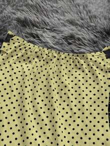 Vestido mini con volantes, estampado de lunares y encaje contrastante sin tirantes para mujer - Amarillo - Ver 2
