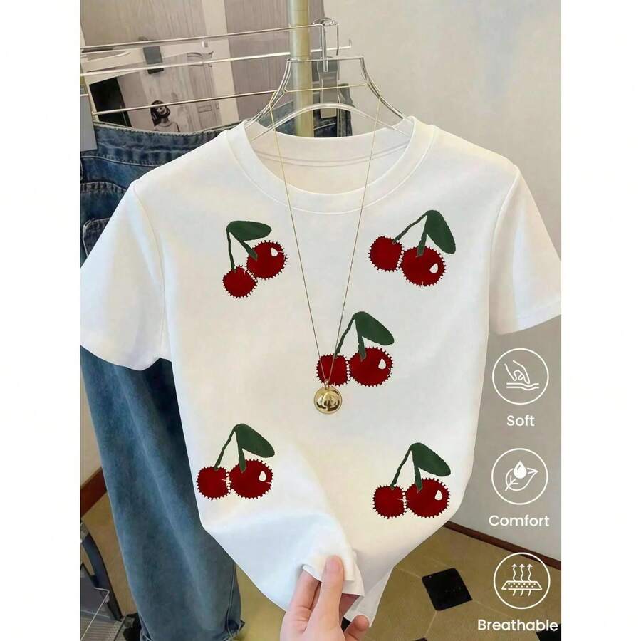 Camiseta de manga corta de moda para primavera y verano de 2026, hecha en México, 180 gramos. Estampado de dibujos animados, modelo de pareja, apta para uso interior o exterior. Cuello redondo, unisex, ideal para oficina y ocio. Paquete de una pieza. - blanco - Ver 1