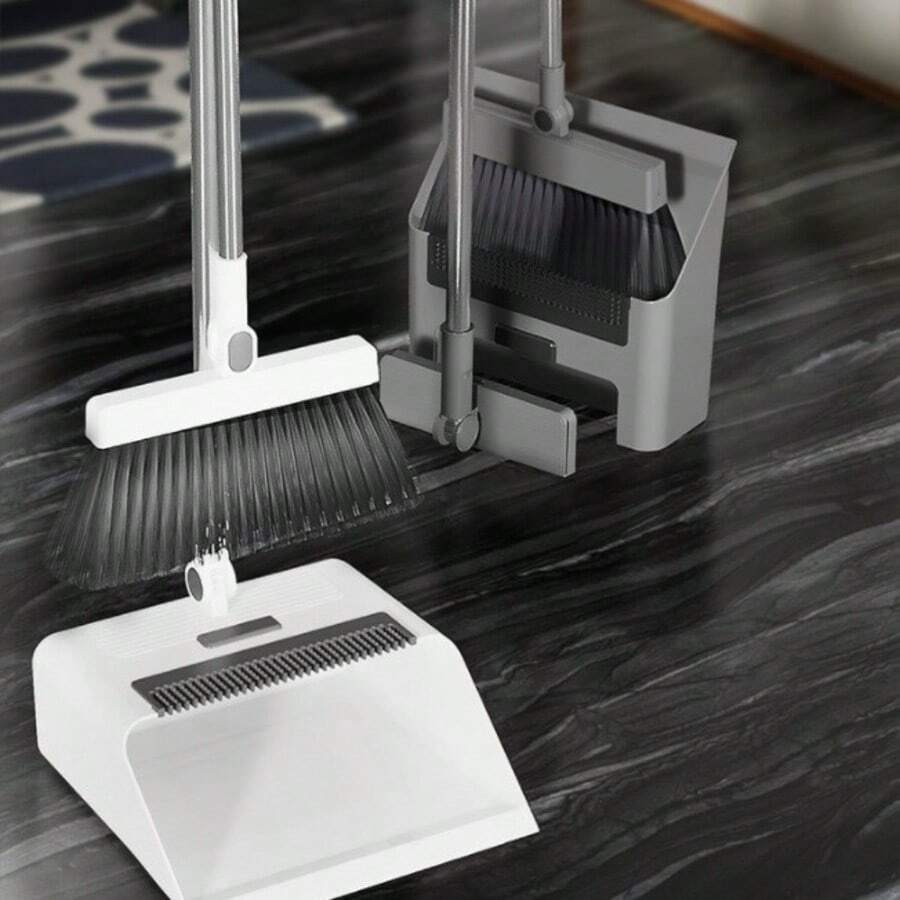 1 Set 3-In-1 Broom And Dustpan, Home Sweeping Brush Scraper Combo: Soft Bristle Broom, Dustpan And Brush Set - Non-Stick, Suitable For Home, Office, School, Dorm - Perfect Christmas Gift, Cleaning Brush - Triple - View 1