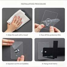 20pcs No-Drill Photo Frame Hanging Clips, Heavy Duty Damage-Free Adhesive, Reusable, Suitable For Drywall, Photo Wall Decor Fixation Tool, No Drilling, Non-Marking Wall Hooks, Adhesive Hanging Devices - 20pcs - View 5