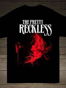 Unisex Short-Sleeved T-Shirt, Gift T-Shirt For Fans Of The Pretty Reckless Tour 2026, Men's T-Shirts, , Women's T-Shirts, Romwe For Men, Boho Chic, Gifts For Teachers, Women's T-Shirts, Curvy Outfits For Men, Y2k. - 黑色 - 查看 1