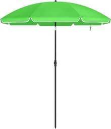 UPF50+ Sun Protection Beach Umbrella 1.6m Octagonal Portable Parasol Fibreglass Ribs Tilt Mechanism Carry Bag For Beach Garden Balcony Pool Grey - 綠色 - 查看 1