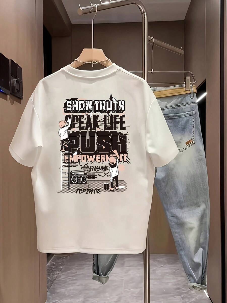 Nueva camiseta de manga corta para mujer de 180g,% algodón - Camiseta casual versátil con estampado de verano para hombre - Camiseta con estampado de verano para parejas - Unisex - Regalo para vacaciones - Blanco - Ver 1