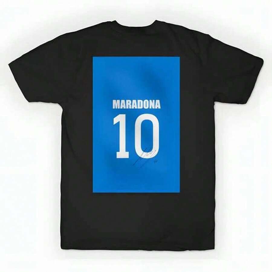 MARADONA NAPLES SIGNED JERSEY T-Shirt unisex de la de algodón puro de alta densidad de 220 g. C-AmiS-eta uniS-ex 100 % aL-Godón de - Tejido de alta densidad. Apta para todo tipo de perS-onas, ya sean mujeres o hombres. Tejido duradero de alta C-Alidad apto para todas las estaciones, suave al tacto pero duradero. Tops transpirables. Conjuntos de otoño para mujer. Conjuntos de vaC-Aciones para mujer. Disfraz de Halloween para mujer. - Negro - Ver 1