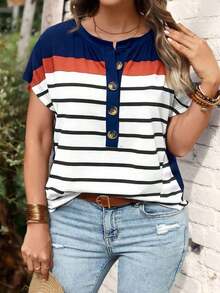 Nueva camiseta de manga corta con cuello en V y estampado de leopardo, talla grande, popular para mujeres en primavera/verano - Multicolor 9 - Ver 3