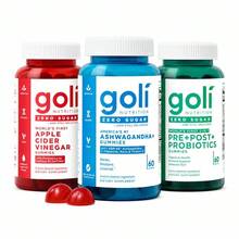 Goli Nutrition Goli Zero Sugar Trio - World's First 3-In-1 Pre, Post, Probiotic, Apple Cider Vinegar With Vitamin B12 And Probiotics, Ashwagandha & L-Theanine, Vitamin D Gummies, 90 Count (3-Bottle Set) - 60 cái (Gói 3 hộp) - Xem 1