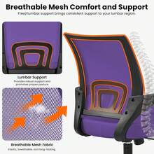 Modern Ergonomic Office Chair Adjustable Swivel Mesh Computer Chair With Back Support Arms Wheels For Home Work Students Study Black - Purple - View 4
