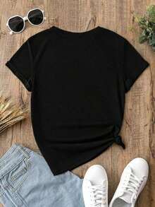 Women's Fitted Short-Sleeved Crew Neck T-Shirt With Bull Head Print, Suitable For Summer - Casual Cotton Street Style - 2 - 查看 3