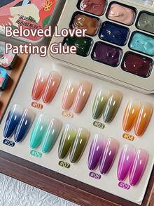 9 Colors Patting Glue Smudge Canned High Saturation Popular Semi-Solid Nail Polish Glue Nail Salon Special For Summer - Nhiều màu - Xem 12