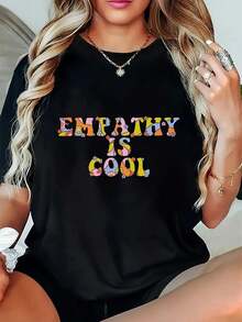 Camiseta holgada para mujer con un estampado floral moderno y conmovedor. |   Camiseta de verano negra de manga corta, de tela elástica, holgada y casual, fácil de cuidar, lavable a máquina, adecuada para uso casual (sin almohadilla en el pecho). Camiseta de mujer. - Blanco - Ver 6