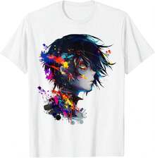 Moderno e informalAnime Manga Graphic Pixel Artwork Anime T-Shirt,Camiseta informal negra de cuello redondo para hombre,Nuevas camisetas 2026, camisas para niños, ropa para niñas, conjuntos de chicas de televisión, conjuntos a juego para madre e hija - Blanco - Ver 7