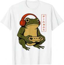 Camisetas estampadas de modaVintage Funny Gaming Frog Japanese Art Print Casual Tee,Conjuntos familiares a juego, camisetas divertidas para mujer en español, camisetas para niños y niñas, camisetas del Mundial 2026, camisetas de dibujos animados/anime, camisetas con estampado de gatitos. - Blanco - Ver 7